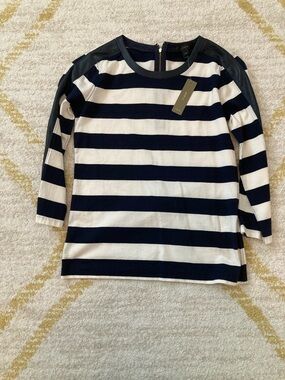 J. Crew Navy & White Striped 100% Cotton Tee
